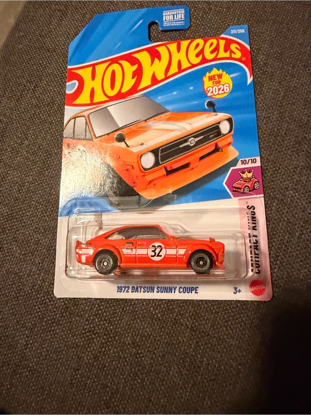 Hot Wheels 1972 Datsun Sunny Coupe Toy Car - Orange